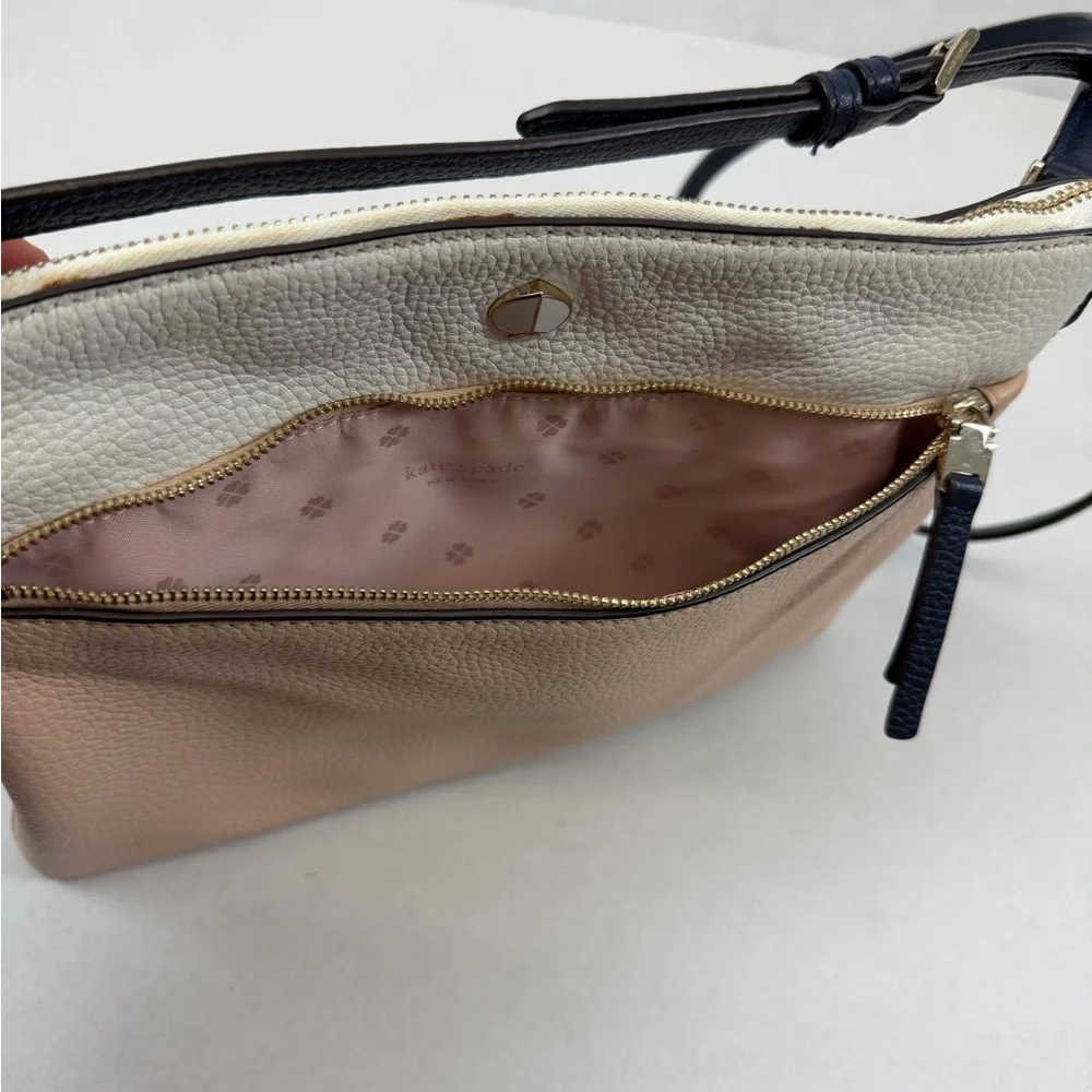 Kate Spade New York Pebbled Leather Colorblock Crossbody‎ Bag Blush Ivory Navy